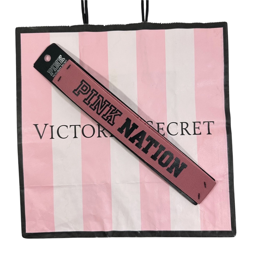 Victoria's Secret PINK Nation Headband Mauve Pink Black Logo Athletic One Size